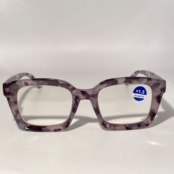 1329 Claudia 1.5 Grey Black Tortoise Oversize Reading Glasses Square Concave NWT - Picture 3 of 9